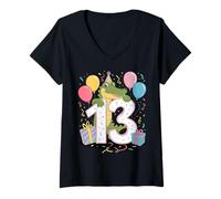 Donna Alligatore 13 ° compleanno ragazzo ragazza 13 anni Alligatore Maglietta con Collo a V