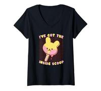 Donna all'Interno Scoop Bunny Ice Pop Kawaii Maglietta con Collo a V