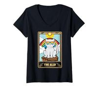Donna Ally Cat Tarot Card LGBT Gay Pride Month Bandiera Arcobaleno Maglietta con Collo a V