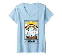 Donna Ally Cat Tarot Card LGBT Gay Pride Month Bandiera Arcobaleno Maglietta con Collo a V