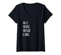 Donna Ally, Resist, Refuse & Rise Maglietta con Collo a V