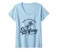 Donna Aloha Hawaii Surf Maglietta con Collo a V