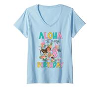 Donna Aloha It's My 8th Birthday Hawaii Girls Flamingo 8 Anni Maglietta con Collo a V
