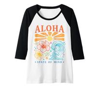 Donna Aloha State of Mind Hawaiian Tropical Ibisco Sun Waves Maglia con Maniche Raglan