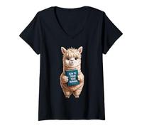 Donna Alpaca divertente con il libro, come addestrare i tuoi umani Maglietta con Collo a V