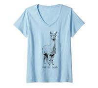 Donna Alpaca Soffice Dolce Spitty Lamb Vintage Arte Maglietta con Collo a V