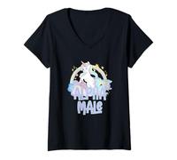 Donna Alpha Unicorn Male Funny Animal Lover Mythical Creature Art Maglietta con Collo a V