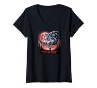 Donna Alpha Wolf Human By Chance Alpha per Scelta Maglietta con Collo a V