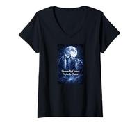 Donna Alpha Wolf Human By Chance Alpha per Scelta Maglietta con Collo a V