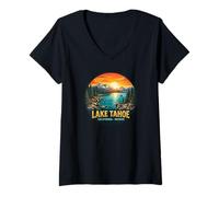 Donna Alpine e Lake Tahoe Travel Designs Maglietta con Collo a V