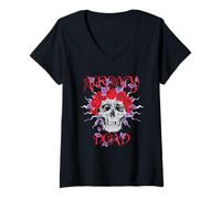 Donna Already Dead Gothic Skull And Roses Maglietta con Collo a V