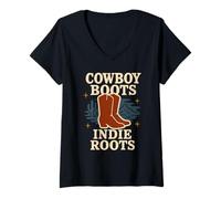 Donna Alt Country Western Indie Outlaw Americana Fan dei cowboy Maglietta con Collo a V