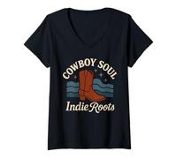 Donna Alt Country Western Indie Outlaw Americana Fan dei cowboy Maglietta con Collo a V