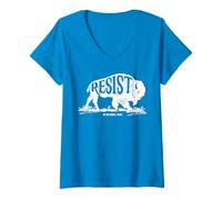 Donna Alt US National Park Resist Service T Shirt Bisonte Vintage Maglietta con Collo a V