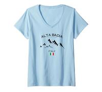 Donna Alta Badia Dolomiti Alpi Italiane Stazione sciistica Alpina Italia Maglietta con Collo a V
