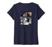 Donna Alternative Rock_Grunge_008_Back Printed Maglietta con Collo a V