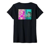 Donna Alternative Rock_Grunge_011_Back Printed Maglietta con Collo a V