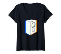 Donna Altoparlante Trippy RGB Glitch EDM Glitchcore Maglietta con Collo a V