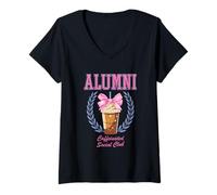 Donna Alumni Caffeinated Social Club Iced Coffee Maglietta con Collo a V