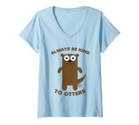 Donna Always Be Kind To Otters Funny Otter Maglietta con Collo a V