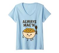 Donna Always Mac'n Funny Mac And Cheese Maglietta con Collo a V
