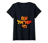 Donna Am Yisrael Chai Orgoglio ebraico | Progettazione del patrimonio ebraico | Zion Maglietta con Collo a V