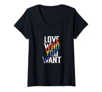 Donna AMA Chi Vuoi LGBTQ Maglietta con Collo a V