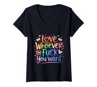 Donna AMA Chi Vuoi Pride Month LGBTQ Maglietta con Collo a V