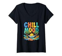 Donna Amaca Tropicale Chill Mood Sunset Relax Vibes Maglietta con Collo a V