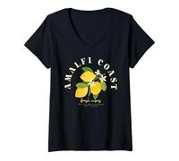 Donna Amalfi Coast Italy Sorrento Capri Lemons Maglietta con Collo a V