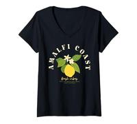Donna Amalfi Coast Italy Sorrento Capri Lemons Maglietta con Collo a V