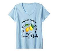 Donna Amalfi costiera Sociale Club Italia Souvenir Lemon Vacation Maglietta con Collo a V