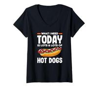 Donna Amante degli hot dog Quello che mi serve oggi è un sacco di hot dog Maglietta con Collo a V
