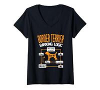 Donna Amante dei Cani Border Terrier Barking Logic Maglietta con Collo a V