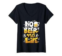 Donna Amante della Birra! Amo Troppo la Birra! Maglietta con Collo a V