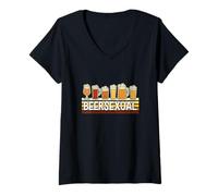Donna Amante della Birra Divertente Beersessuale. Maglietta con Collo a V