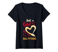 Donna Amante di Ball Python per Just a Girl Who Loves Ball Pythons Maglietta con Collo a V