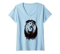 Donna Amanti della Fauna Selvatica del Leone Maglietta con Collo a V