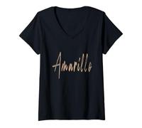 Donna Amarillo Texas Vintage design elegante Maglietta con Collo a V