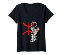 Donna AMAZIGH Arte E Sono Kabyle Algerie DZ Maglietta con Collo a V