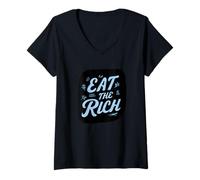 Donna Amazing Eat The Rich Costume Statement Maglietta con Collo a V