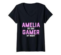 Donna Amelia Gamer Girl Halloween Costume per Gen Z Gaming Amelia Maglietta con Collo a V