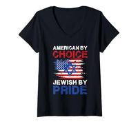 Donna American By Choice Jewish By Pride, Design con Scritta Maglietta con Collo a V