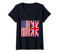 Donna American Citizen British Root Illustration Graphic Designs Maglietta con Collo a V