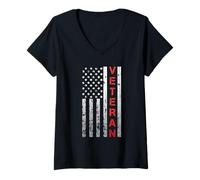 Donna American Flag Veteran Patriotic Cool US Citizenship Gifts Maglietta con Collo a V