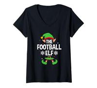 Donna American Football Elf Partito Famiglia Gruppo Corrispondente X-mas Maglietta con Collo a V