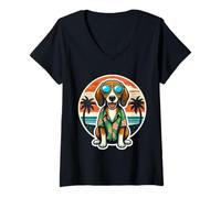 Donna American Foxhound Dog Owner Summer Vibes Vacanze Maglietta con Collo a V