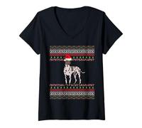 Donna American Hairless Terrier Natale Maglietta con Collo a V