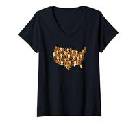 Donna American Identity Maglietta con Collo a V