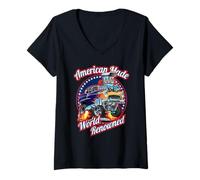 Donna American Made World Rinomato Classico Muscolo Auto Cartone Animato Maglietta con Collo a V